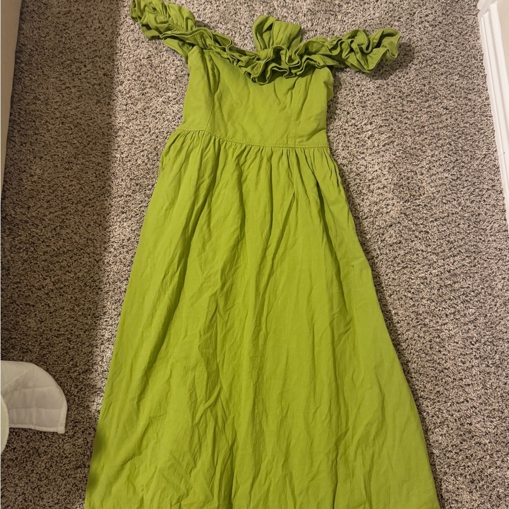 Free People Lime Green Off-Shoulder Dress